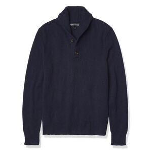 J. Crew Lambswool Blend Shawl Collar Sweater Mens Large Navy Old Money Preppy